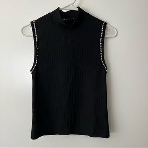 ❌ SOLD Zara Black Sleeveless Tank with Rhinestone Accents